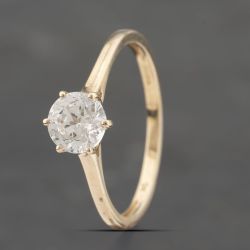 Second Hand 9ct Yellow Gold Cubic Zirconia Solitaire Ring 41103434