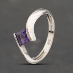 Second Hand 9ct White Gold Amethyst Crossover Dress Ring 41103463