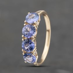 Second Hand 9ct Yellow Gold Tanzanite Four Stone Ring 41103472