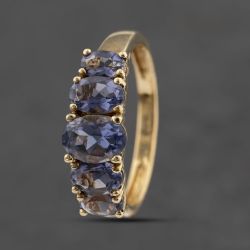 Second Hand 9ct Yellow Gold Tanzanite Oval Five Stone Ring 41103485