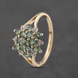 Second Hand 9ct Yellow Gold Apatite & White Topaz Cluster Ring 41103489