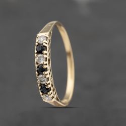 Second Hand 9ct Yellow Gold Sapphire & Cubic Zirconia Half Eternity Ring 41103492