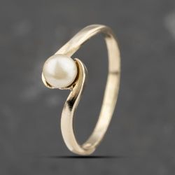 Second Hand 9ct Yellow Gold Cultured Pearl Twist Dress Ring 41103510