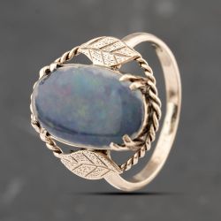 Second Hand Yellow Gold Opal Doublet Large Oval Dress Ring 41103525