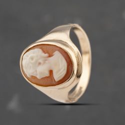Second Hand 9ct Yellow Gold Cameo Oval Dress Ring 41103529
