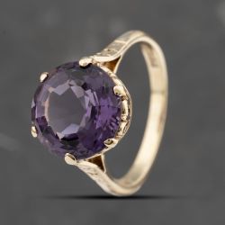 Second Hand 9ct Yellow Gold Amethyst Large Round Dress Ring 41103530