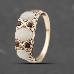 Second Hand Yellow Gold Opal & Garnet Seven Stone Ring 41103533