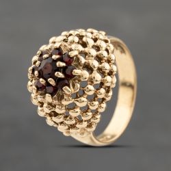 Second Hand Vintage 9ct Yellow Gold Garnet Dress Ring 41103653