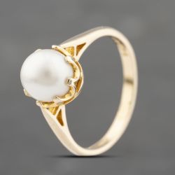 Second Hand 9ct Yellow Gold Cultured Pearl Single Dress Ring 41103668