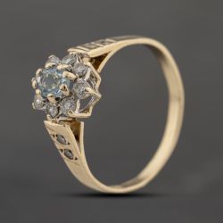 Second Hand 9ct Yellow Gold Blue Topaz Cluster Ring 41103715