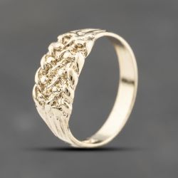 Second Hand 9ct Yellow Gold Two Row Childs Keeper Ring 41103730