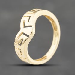 Second Hand 18ct Yellow Gold Half Greek Key Pattern Wishbone Ring 41103731