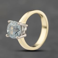 Second Hand 14ct Yellow Gold Aquamarine Solitaire Ring 41103735