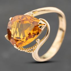 Second Hand Vintage Yellow Gold Synthetic Golden Yellow Sapphire Pear Shaped Dress Ring 41103740