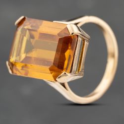 Second Hand Vintage Yellow Gold Synthetic Golden Yellow Sapphire Oblong Dress Ring 41103741