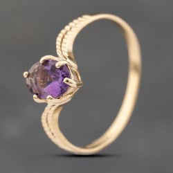 Second Hand 9ct Yellow Gold Amethyst Twist Dress Ring 41103745