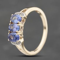 Second Hand 9ct Yellow Gold Tanzanite & White Topaz Dress Ring 41103767