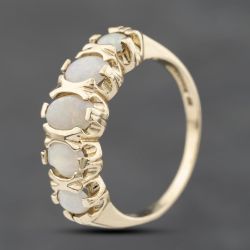 Second Hand 9ct Yellow Gold Opal Oval Five Stone Ring 41103784