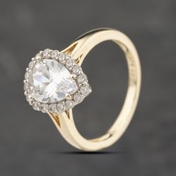 Second Hand 9ct Yellow Gold Cubic Zirconia Teardrop Cluster Ring 41103826
