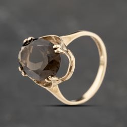 Second Hand 9ct Yellow Gold Smoky Quartz Large Oval Dress Ring 41103852