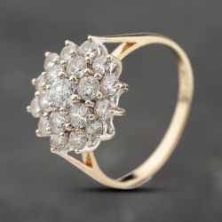 Second Hand 9ct Yellow Gold Cubic Zirconia Round Cluster Ring 41103891