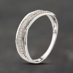 Second Hand 9ct White Gold Cubic Zirconia 4 Row Crossover Ring 41103892