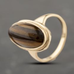Second Hand Yellow Gold Tigers Eye Oblong Dress Ring 41103912