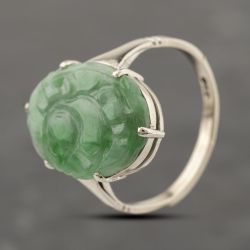 Second Hand Antique White Gold Jade Oval Dress Ring 41103916