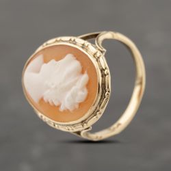 Second Hand Vintage Yellow Gold Cameo Oval Dress Ring 41103919