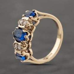 Second Hand 9ct Yellow Gold Blue Spinel & White Spinel Seven Stone Ring 41103932