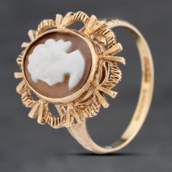 Second Hand 9ct Yellow Gold Cameo Ornate Dress Ring 41103971
