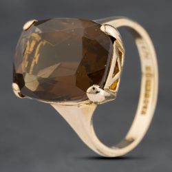 Second Hand 9ct Yellow Gold Smoky Quartz Large Oblong Dress Ring 41103985
