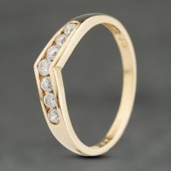 Second Hand 9ct Yellow Gold Cubic Zirconia Wishbone Ring 41104002
