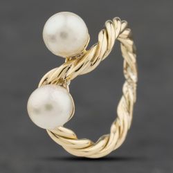 Second Hand 9ct Yellow Gold Cultured Pearl Rope Twist Dress Ring 41104067