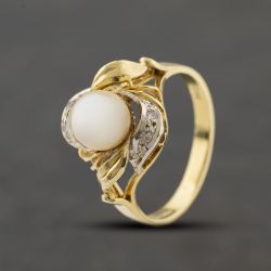 Second Hand 14ct Yellow Gold Cultured Pearl & Spinels Dress Ring 41104076