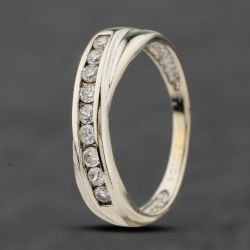 Second Hand 9ct White Gold Cubic Zirconia Crossover Half Eternity Ring 41104105