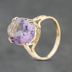 Second Hand 9ct Yellow Gold Amethyst Large Oval Dress Ring 41104136
