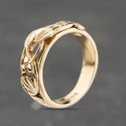 Second Hand 9ct Yellow Gold Tree Of Life Inspired Band Ring 41104152