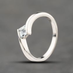 Second Hand 9ct White Gold Aquamarine Square Cut Dress Ring 41104166