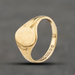 Second Hand Vintage 9ct Yellow Gold Oval Signet Ring 41104176