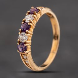 Second Hand 9ct Yellow Gold Amethyst & Cubic Zirconia Half Eternity Ring 41104195