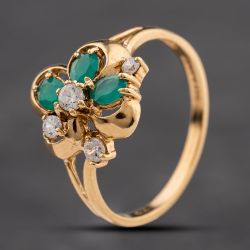 Second Hand 9ct Yellow Gold Emerald & Cubic Zirconia Dress Ring 41104200
