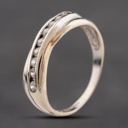 Second Hand 9ct White Gold Cubic Zirconia Crossover Half Eternity Ring 41104203