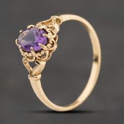 Second Hand 9ct Yellow Gold Amethyst Oval Dress Ring 41104228