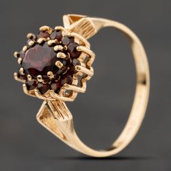 Second Hand 9ct Yellow Gold Garnet Oval Cluster Ring 41104265