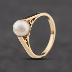 Second Hand 9ct Yellow Gold Cultured Pearl Single Stone Dress Ring 41104303