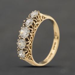 Second Hand 9ct Yellow Gold Cubic Zirconia Five Stone Ring 41104359