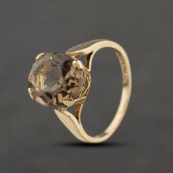 Second Hand 9ct Yellow Gold Smoky Quartz Oval Dress Ring 41104363