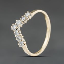 Second Hand 9ct Yellow Gold Cubic Zirconia Wishbone Ring 41104389