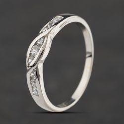 Second Hand 9ct White Gold Cubic Zirconia Crossover Half Eternity Ring 41104390